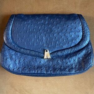 Vintage Korvet blue Ostrich clutch